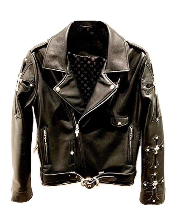 Chrome Hearts Asymmetrical Zipper Biker Leather Jacket