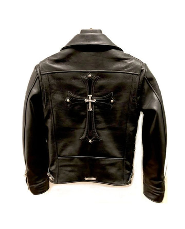 Chrome Hearts Asymmetrical Zipper Biker Leather Jacket